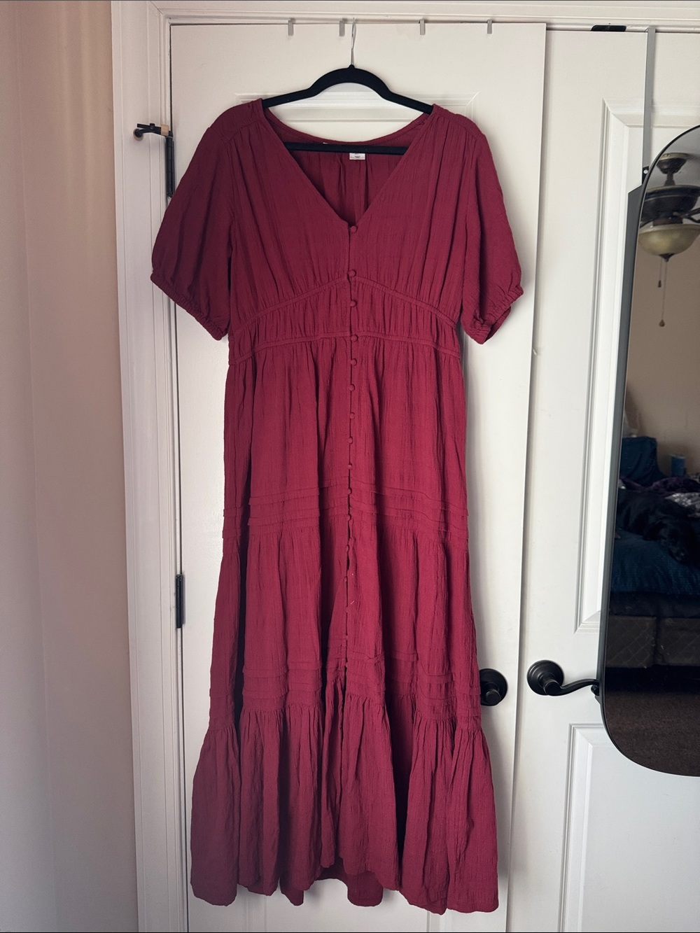 Lucky Brand Deep Wine Button-Front Maxi Dress